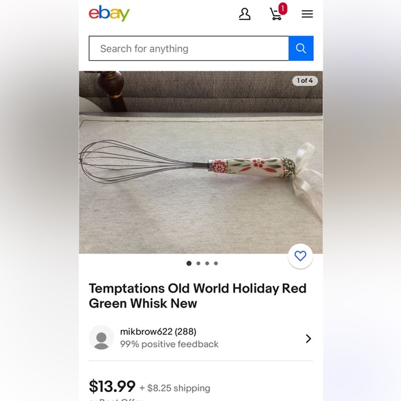 NWT TEMPTATIONS CERAMIC HANDLE STAINLESS STEEL WHISK & RECIPE CARDS - Picture 8 of 9